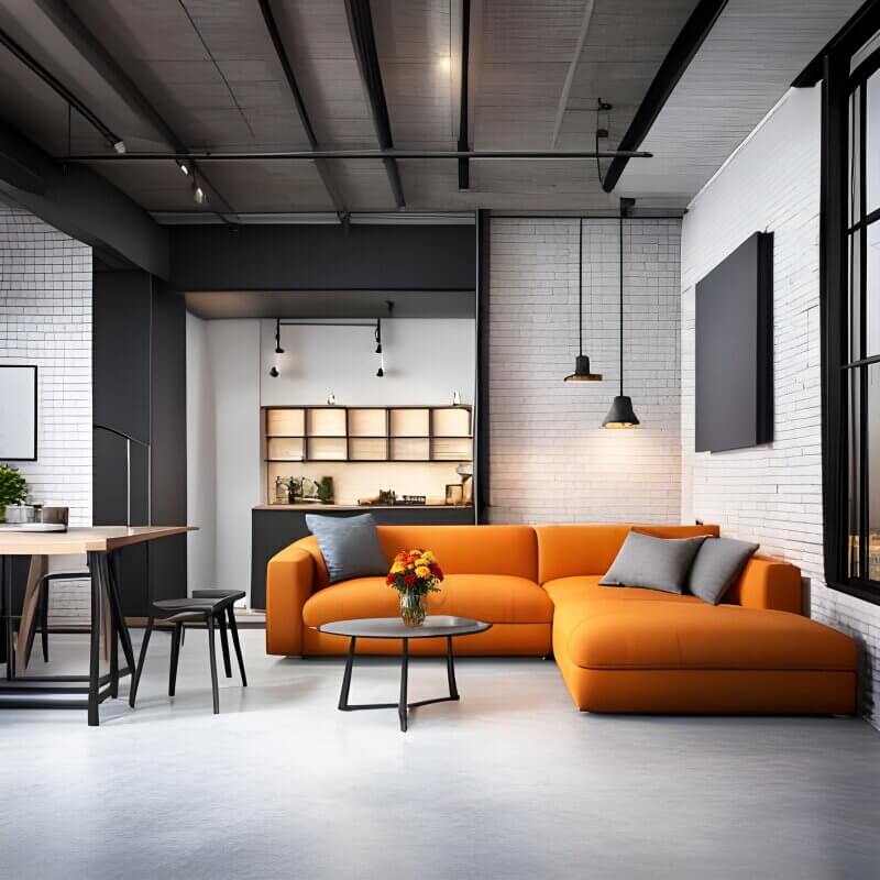 Contemporary interior with warm wood finishes