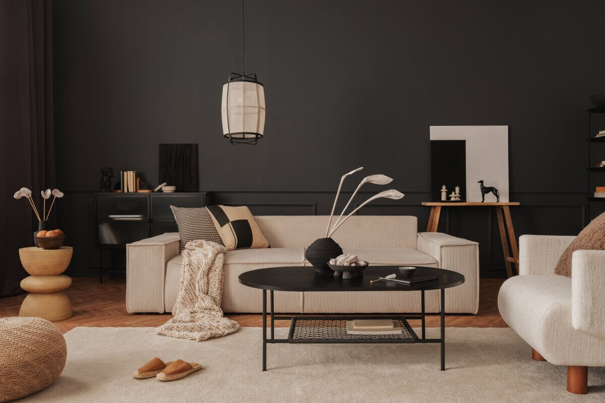 Interior finishing with contemporary furnishings